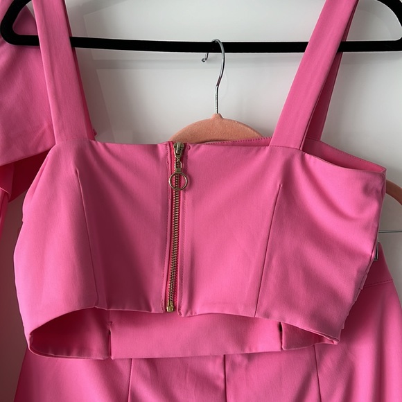 Barbie Pink Suit 3 Piece-high waisted shorts crop top short sleeve suit jacket - Picture 7 of 11